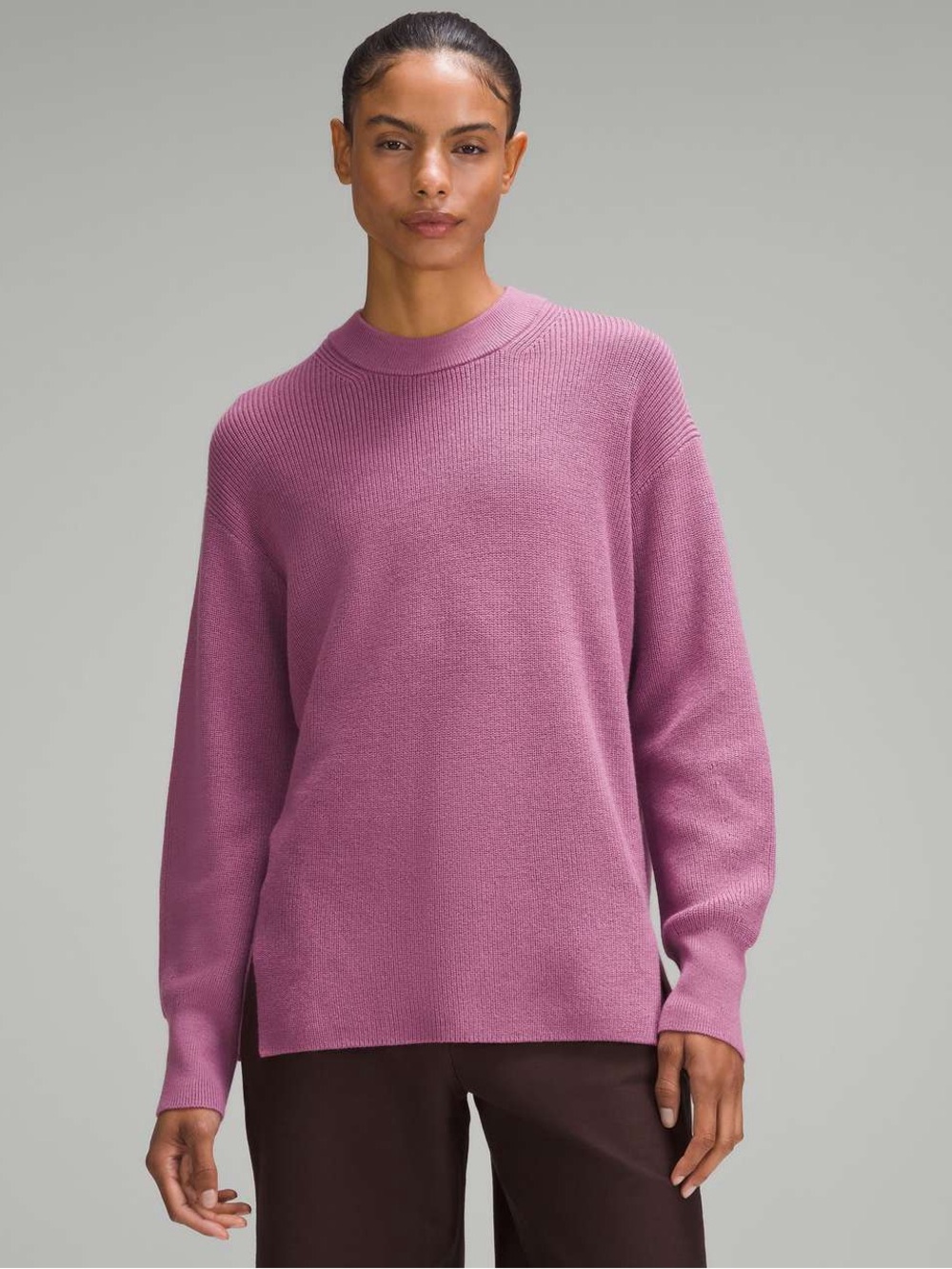Lululemon Merino Wool-Blend Ribbed Crewneck Sweater Velvet Dust Size 6
